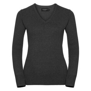 Russell Collection Womens/Ladies Cotton Acrylic V Neck Sweatshirt / Charcoal Mar